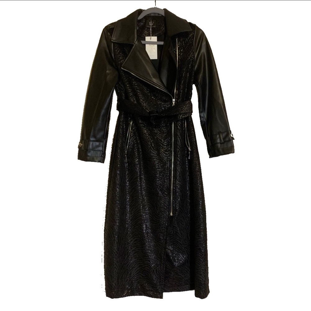Faux Leather Trench Coat
